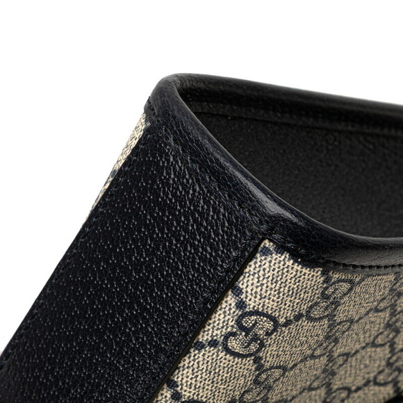 Gucci GG Supreme Tote Shoulder Bag Navy Blue Beige Leather - Picture 5 of 8